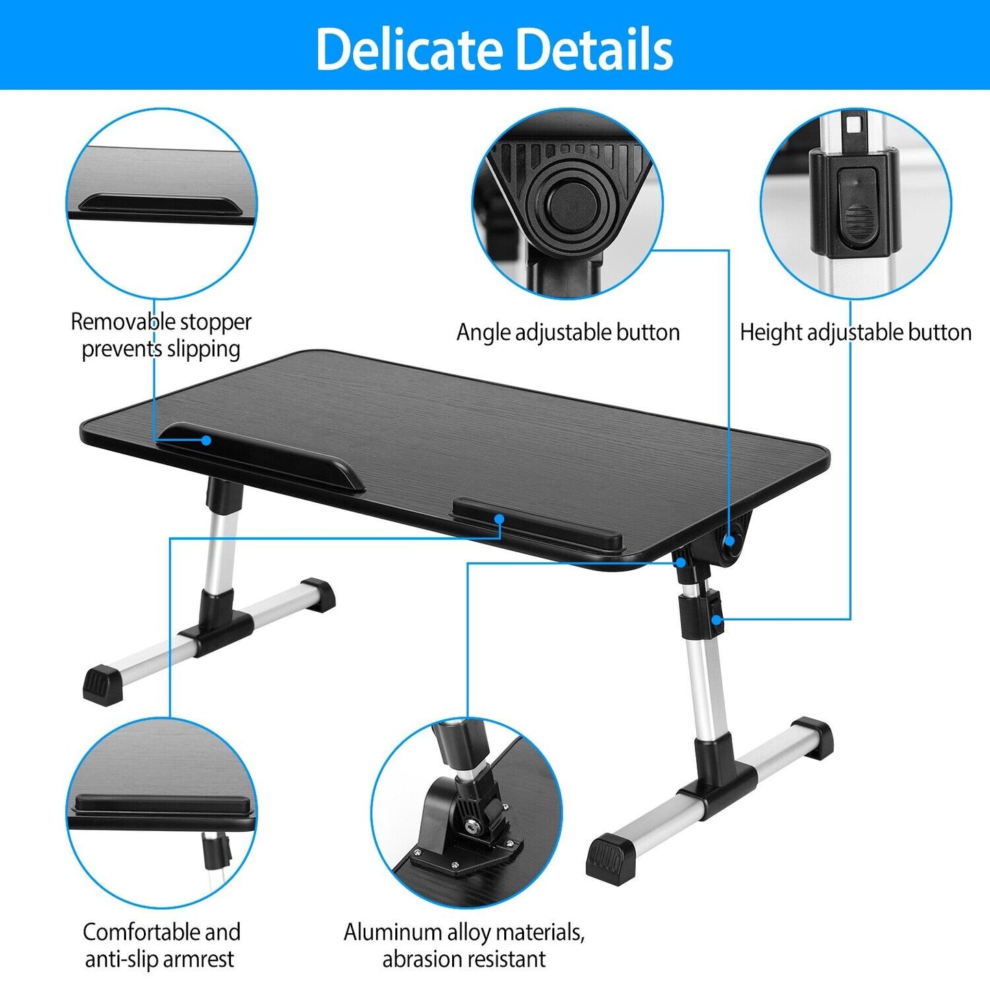 iMounTEK Laptop Lap Desk Adjustable Foldable Stand with Mouse Pad (Black)