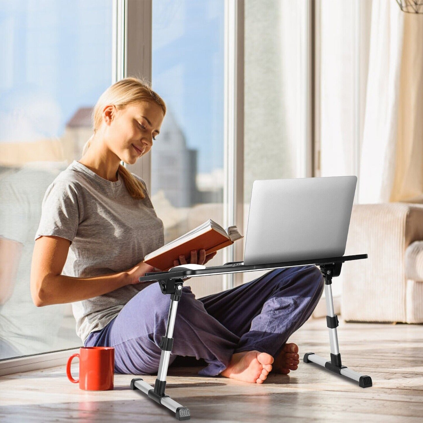 iMounTEK Laptop Lap Desk Adjustable Foldable Stand with Mouse Pad (Black)