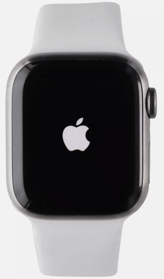 Apple Watch Series 7 (2021) GPS/Cellular A2477 - 45mm Titanium Case -Silicone White Sport band