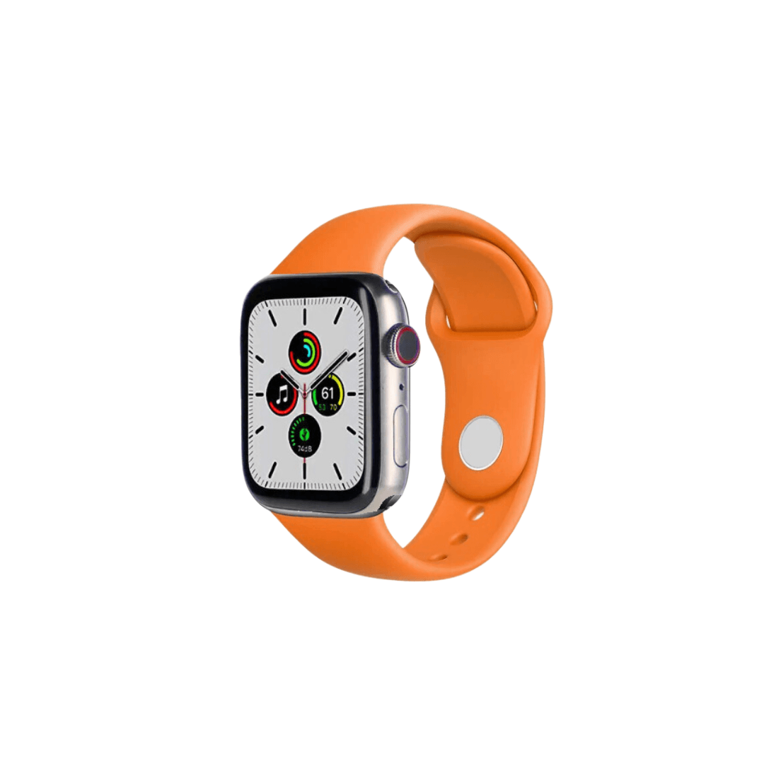Apple Watch Series 7 (2021) GPS/Cellular A2477 - 45mm Titanium Case - Silicone Orange Sports Band