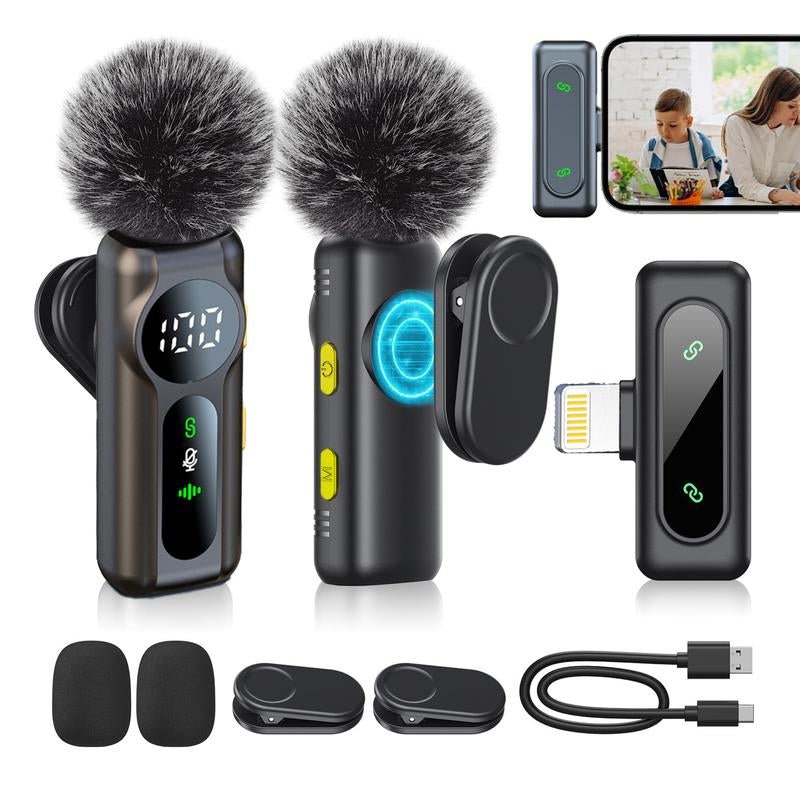 2 - Pack Wireless Lavalier Clip - On Microphones - Mac's Got More