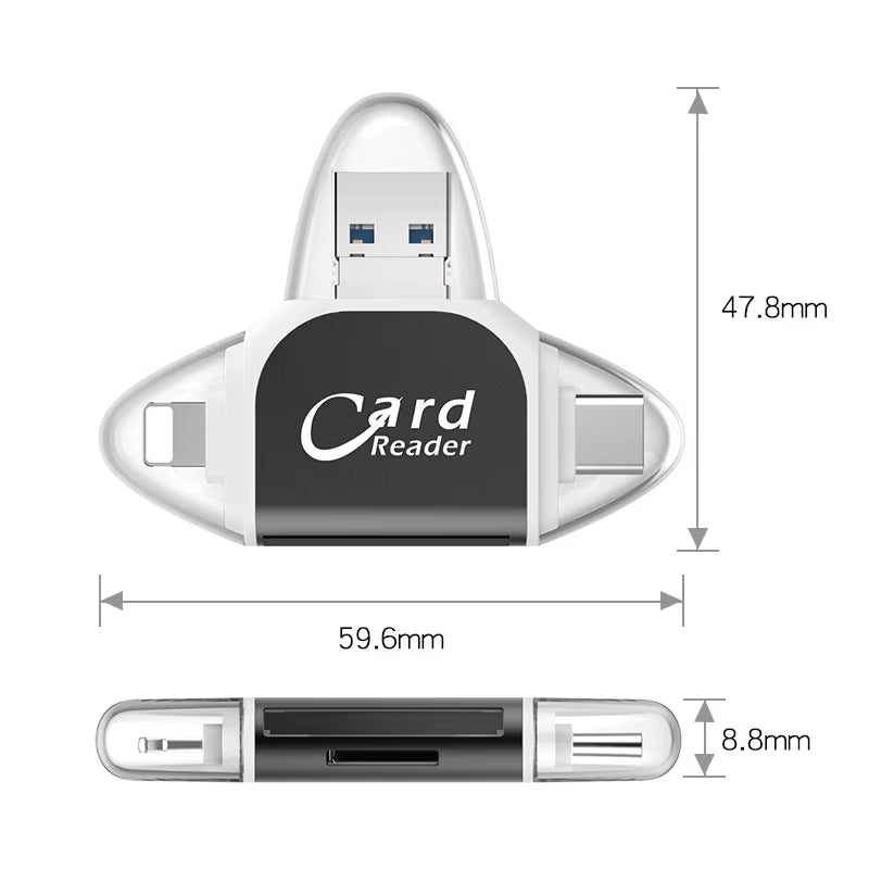 4 - in - 1 Card Reader Adapter – Instantly Access Your Camera Shots Anywhere - Mac's Got More