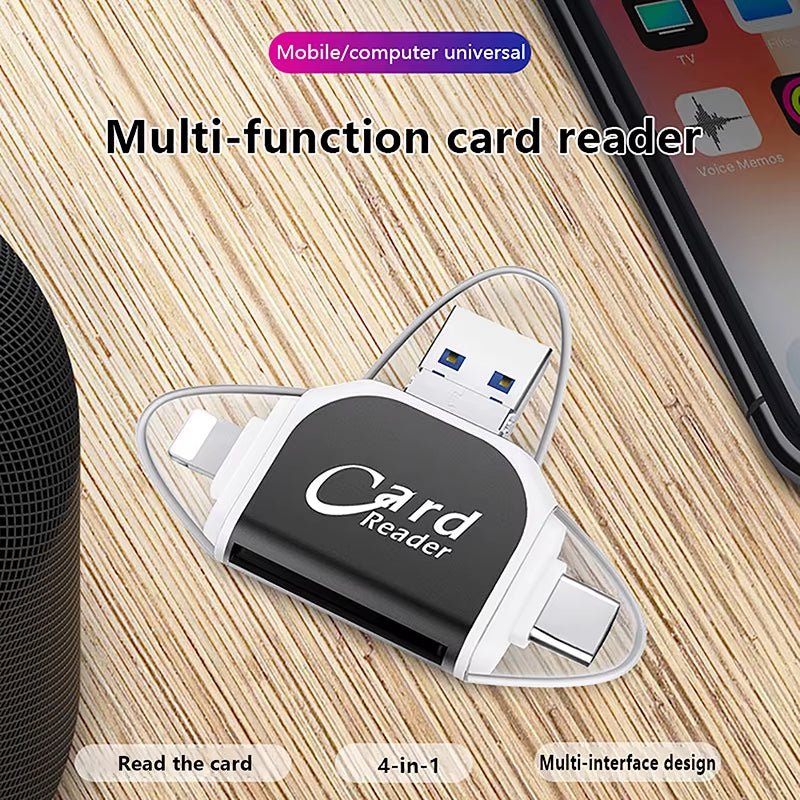 4 - in - 1 Card Reader Adapter – Instantly Access Your Camera Shots Anywhere - Mac's Got More