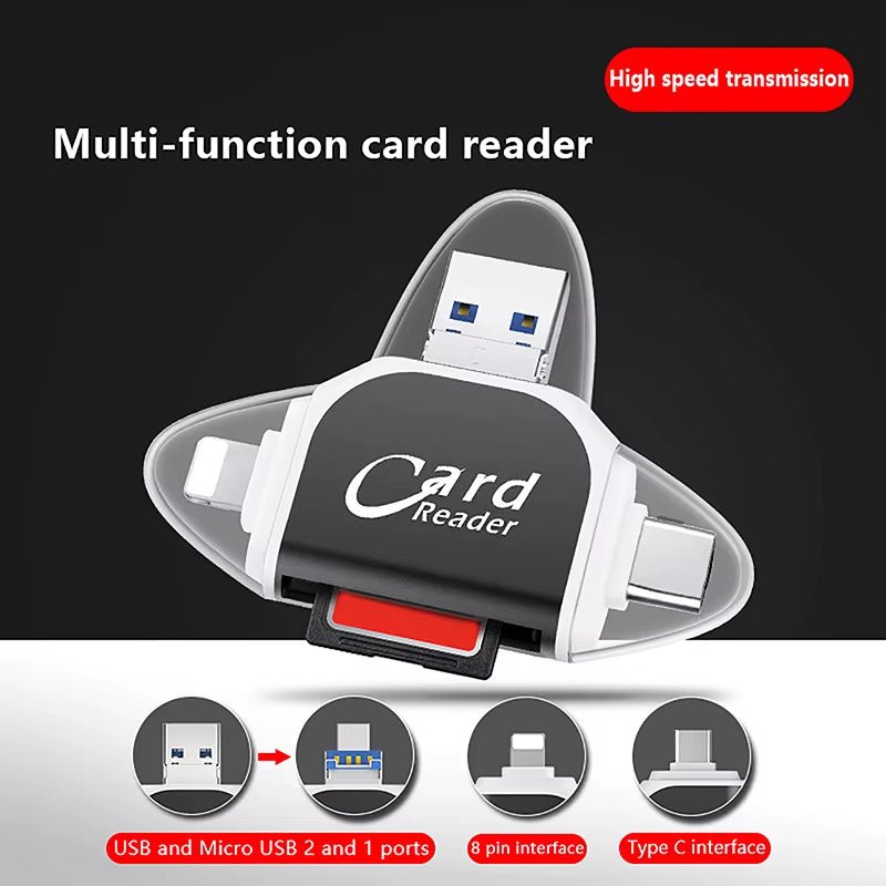 4 - in - 1 Card Reader Adapter – Instantly Access Your Camera Shots Anywhere - Mac's Got More