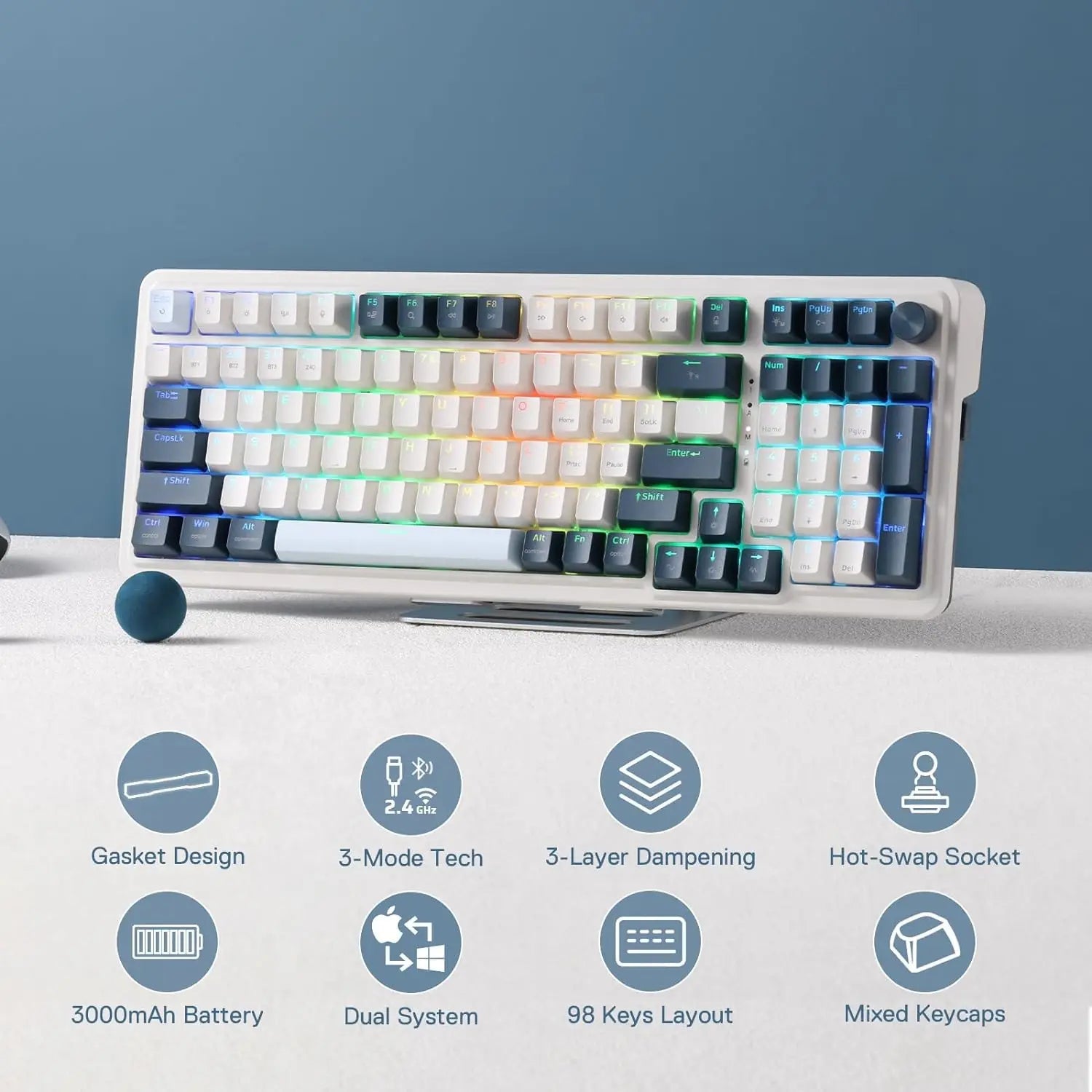 98 Keys 3 - Mode Wireless Gasket RGB Gaming Mechanical Keyboard - Mac's Got More