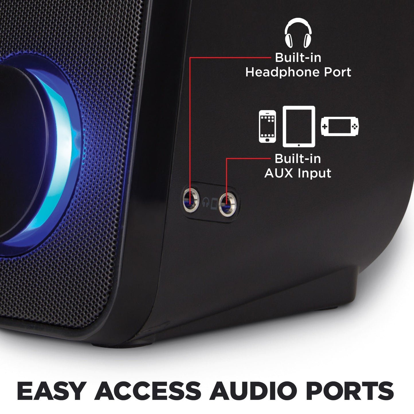 GOgroove SonaVERSE UB2 USB‑Powered 2‑Way Speakers (Blackout)
