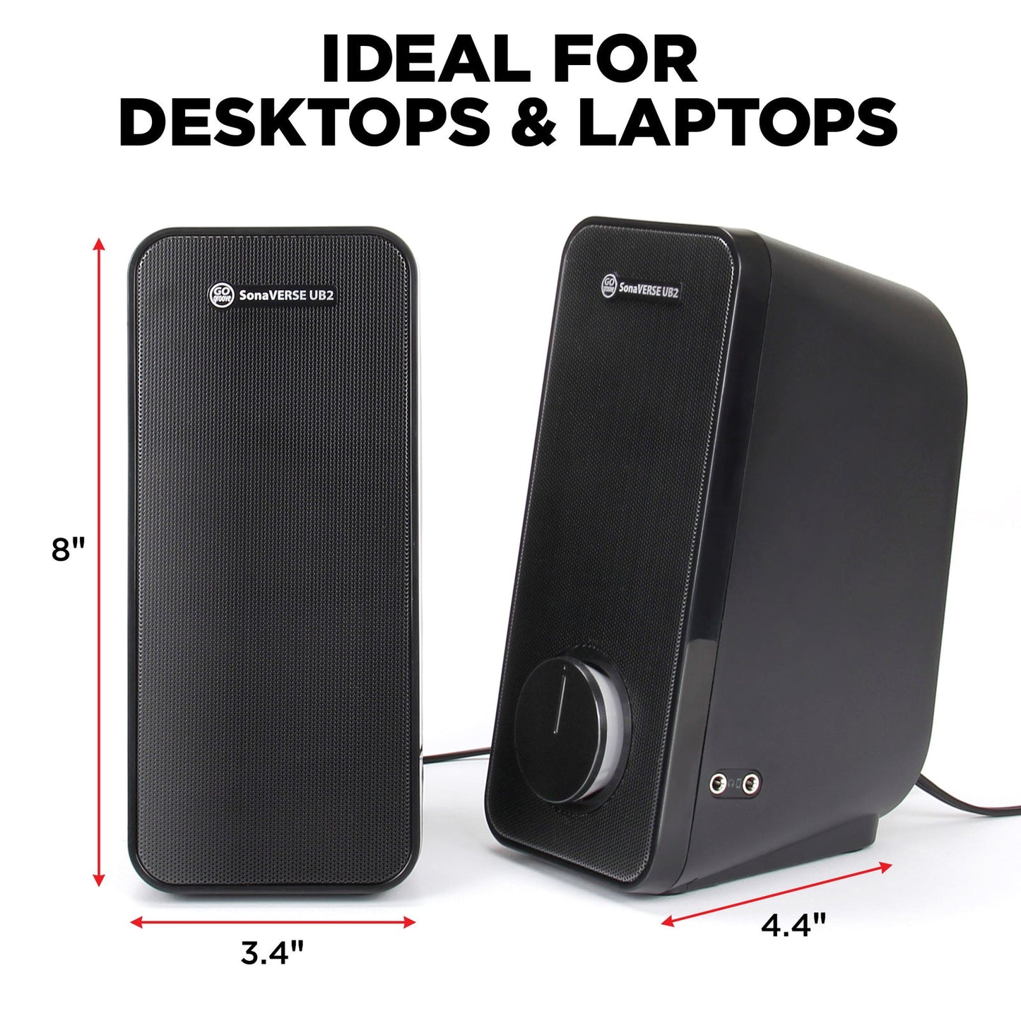 GOgroove SonaVERSE UB2 USB‑Powered 2‑Way Speakers (Blackout)