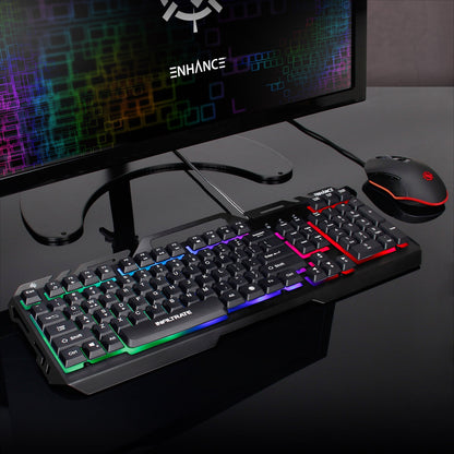 Enhance Infiltrate KL2 Membrane Gaming Keyboard – Multi-Color LED – Metal Build – Quiet Switches