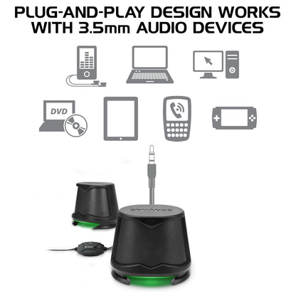 Enhance SB2 USB Powered LED Speakers – Green LED / 10 W Peak