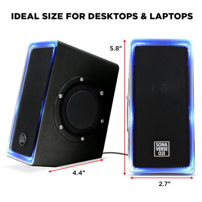 GOgroove SonaVERSE O2i USB‑Powered LED Speaker Driver 2.0 – 14 W Peak