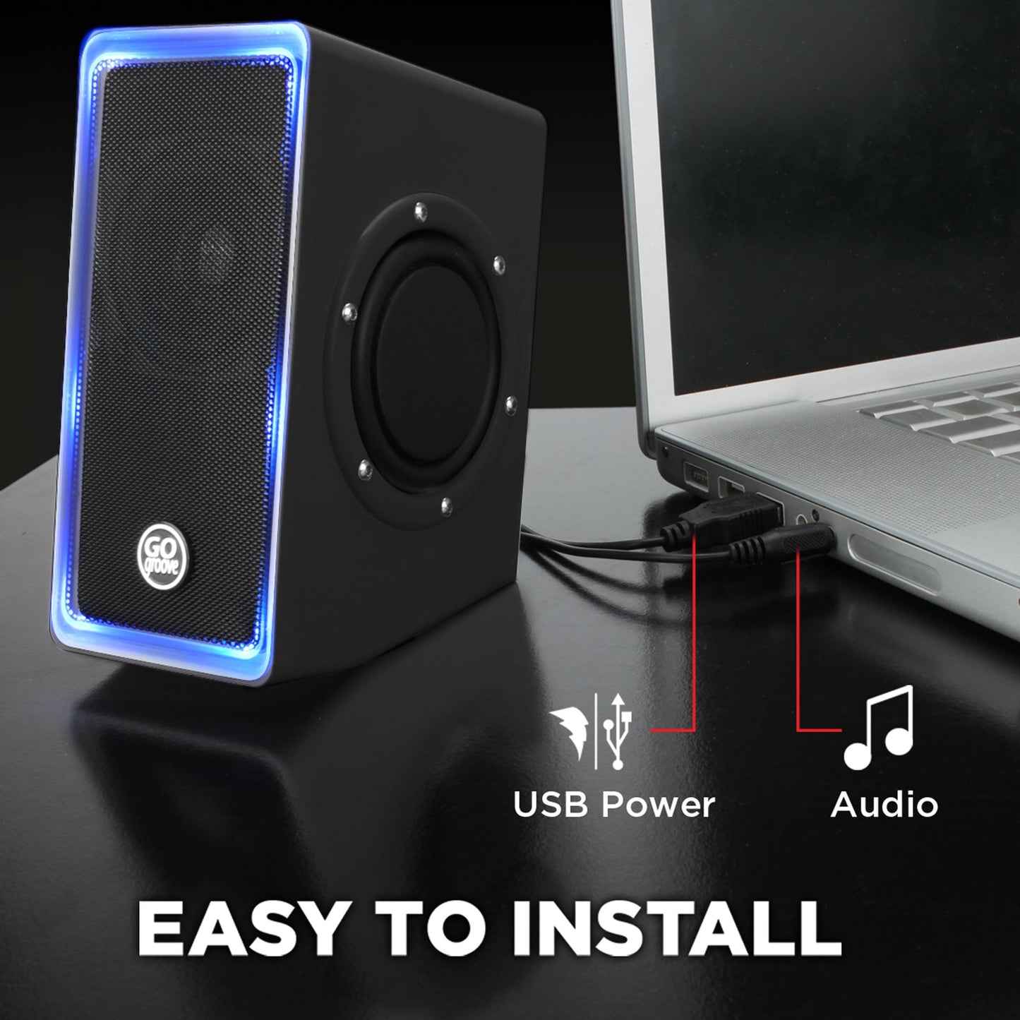 GOgroove SonaVERSE O2i USB‑Powered LED Speaker Driver 2.0 – 14 W Peak