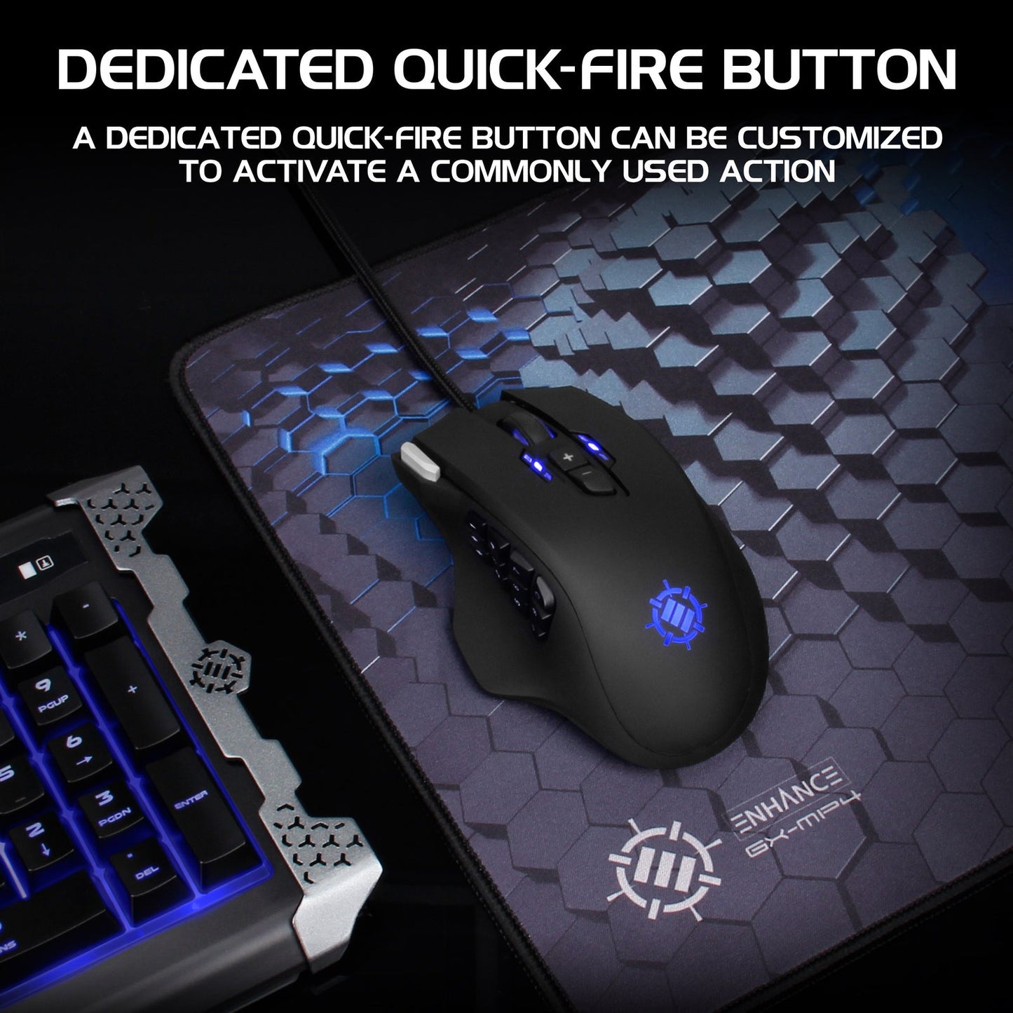 Enhance Theorem 2 MMO Gaming Mouse — 13‑Button, 4000 DPI, Black
