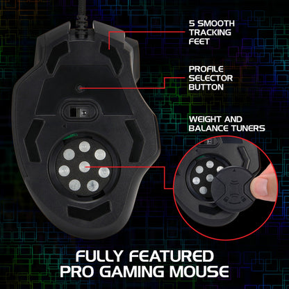 Enhance Theorem 2 MMO Gaming Mouse — 13‑Button, 4000 DPI, Black