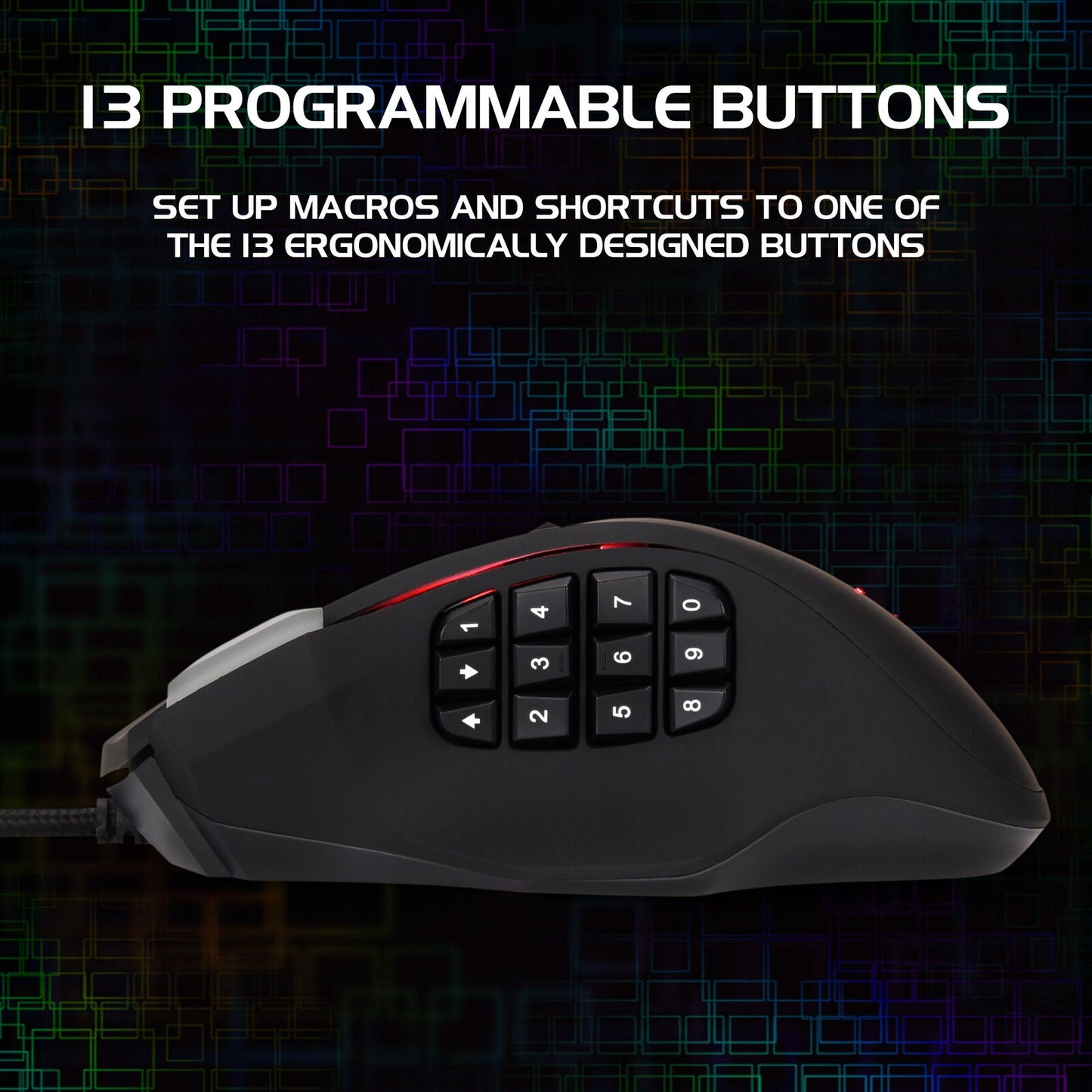 Enhance Theorem 2 MMO Gaming Mouse — 13‑Button, 4000 DPI, Black