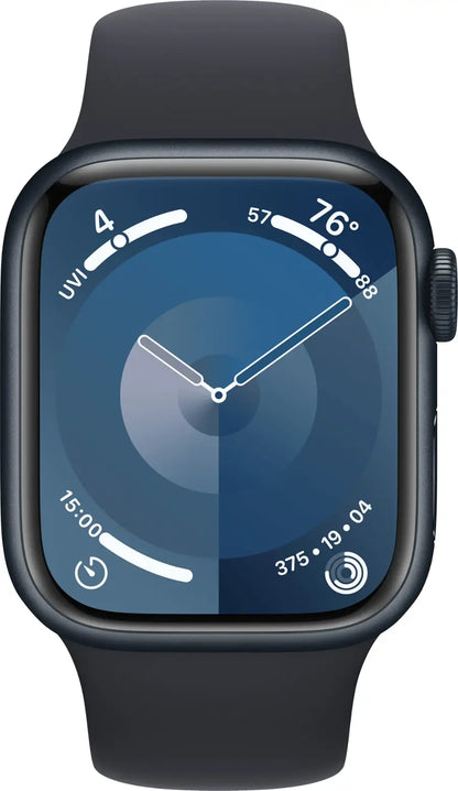 Apple Watch Series 9 (2023) – 41mm GPS Wi-Fi – Aluminum Case with Black Sport Band