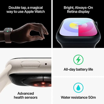 Apple Watch Series 9 (2023) – 41mm GPS Wi-Fi – Aluminum Case with Black Sport Band