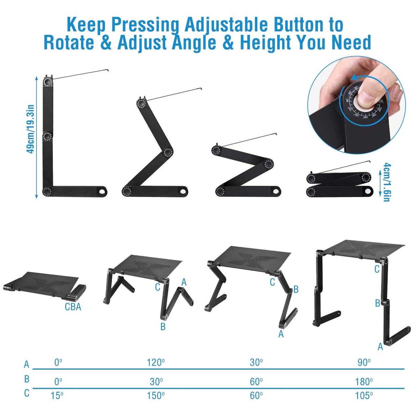 iMounTEK GPCT1656 360° Rotatable Portable Desk Stand with Mouse Board (Black)