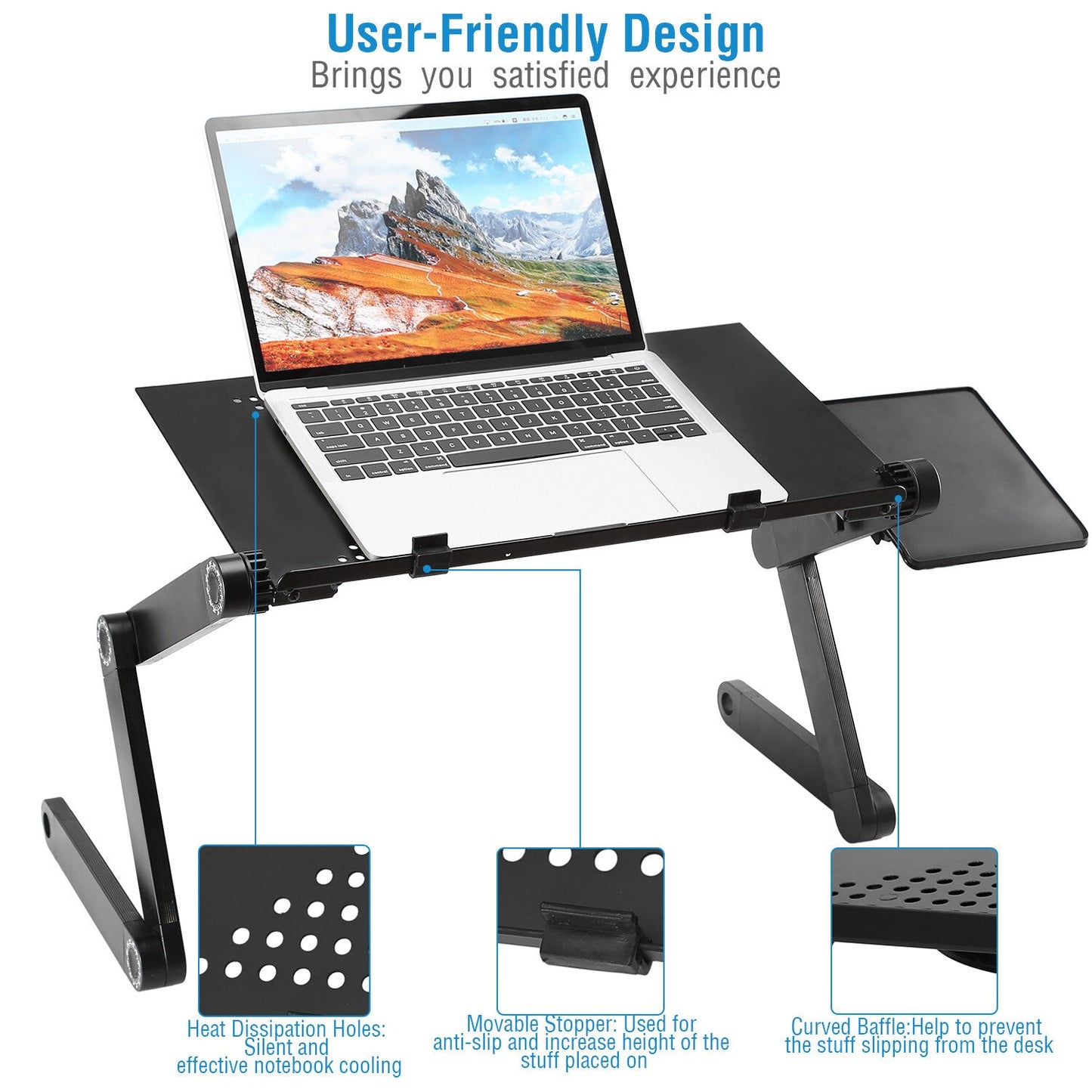 iMounTEK GPCT1656 360° Rotatable Portable Desk Stand with Mouse Board (Black)