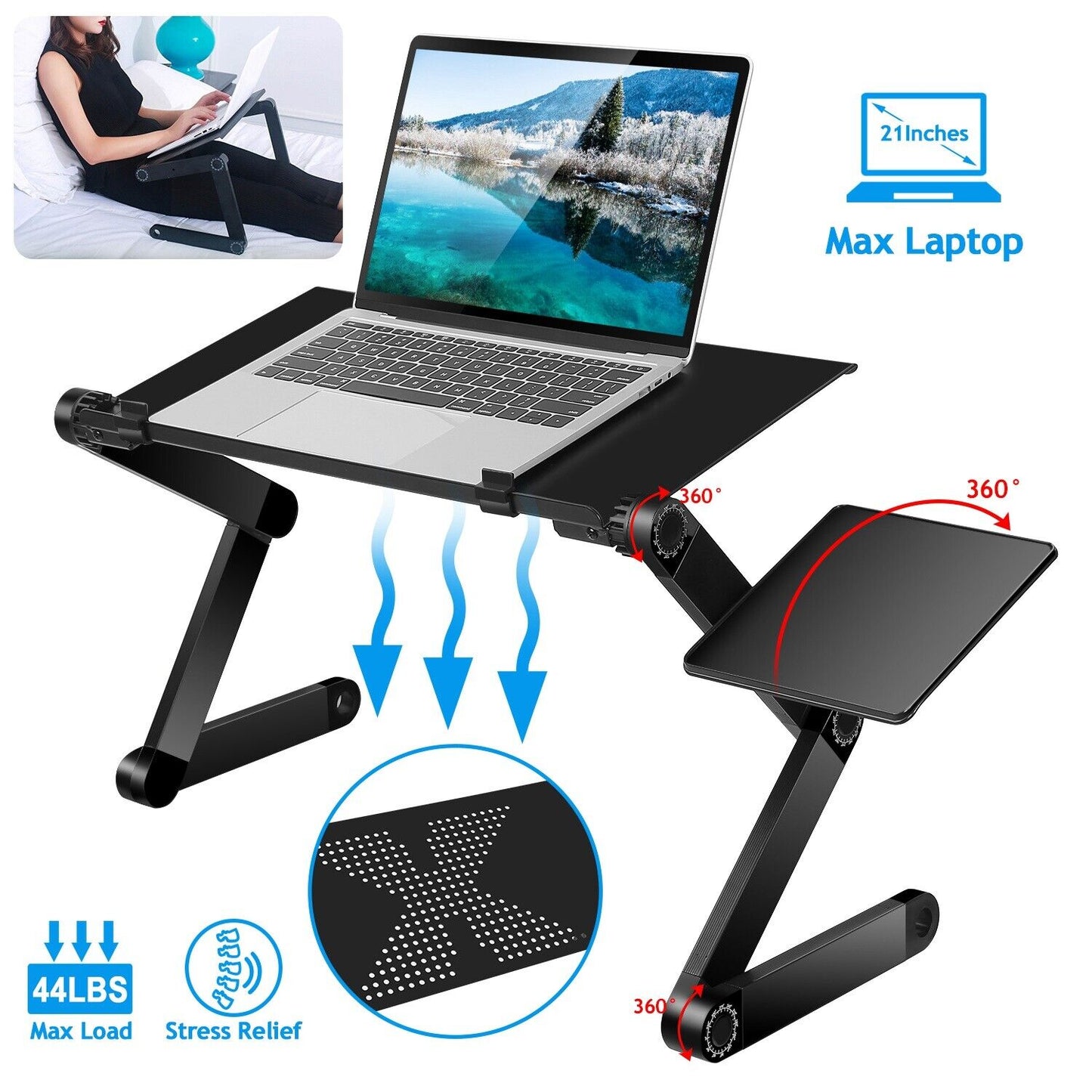 iMounTEK GPCT1656 360° Rotatable Portable Desk Stand with Mouse Board (Black)