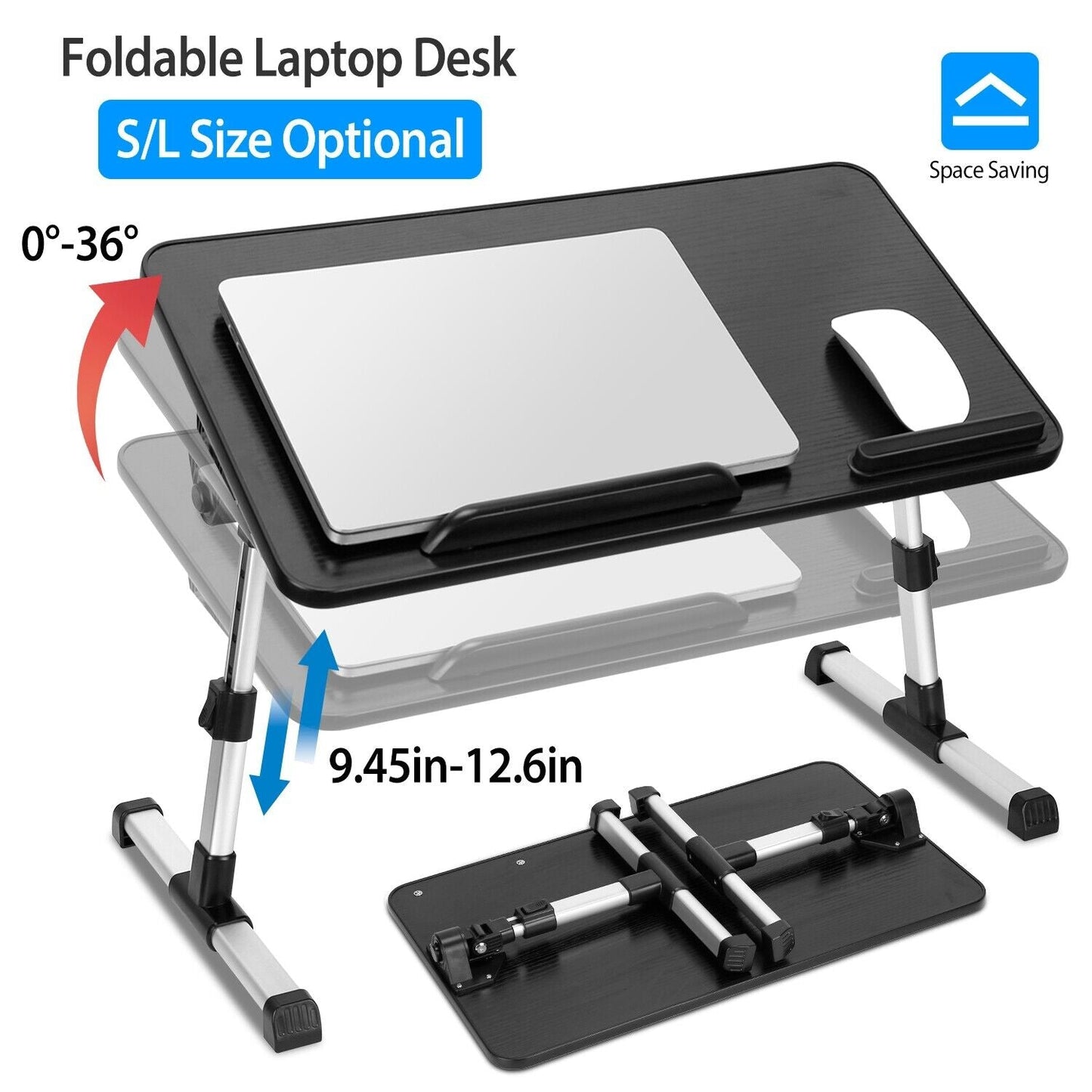 iMounTEK Laptop Lap Desk Adjustable Foldable Stand with Mouse Pad (Black)