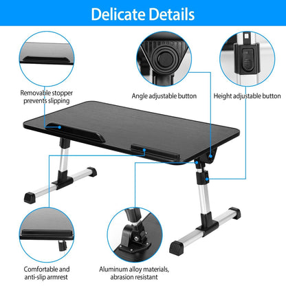 iMounTEK Laptop Lap Desk Adjustable Foldable Stand with Mouse Pad (Black)