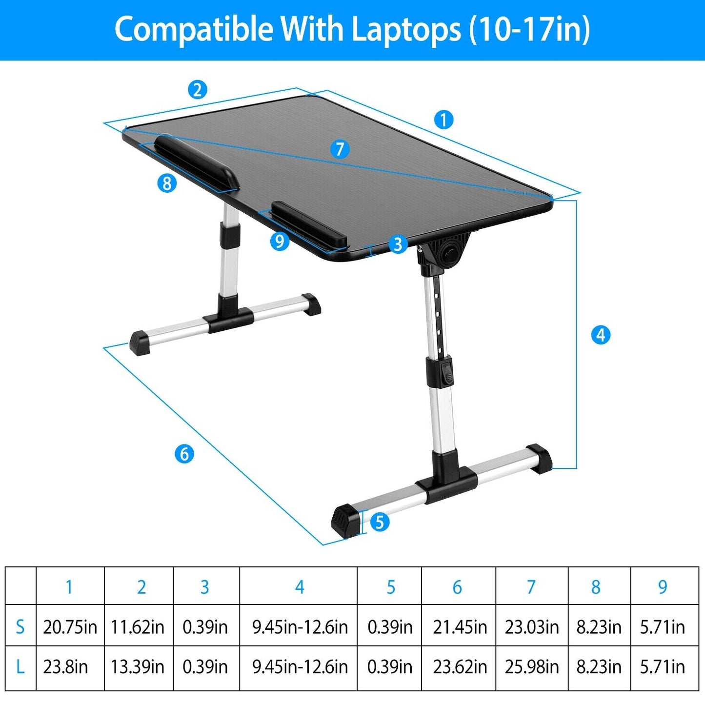 iMounTEK Laptop Lap Desk Adjustable Foldable Stand with Mouse Pad (Black)