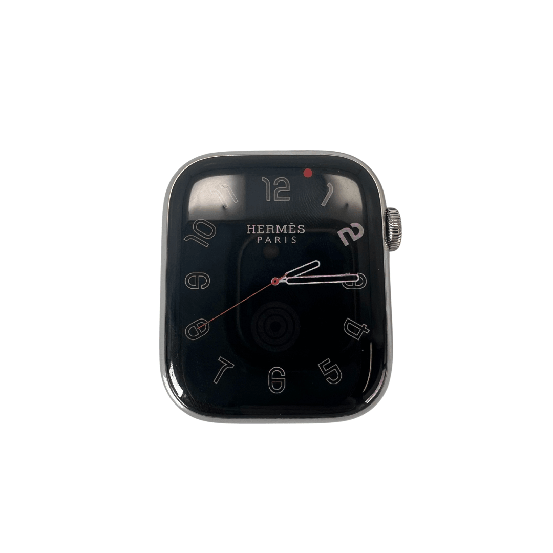 Hermes Apple Watch Series 7 GPS/ Cellular 45 mm - Stainless Steel - Orange Silicone Watch Band