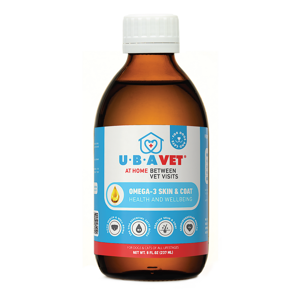 UBAVET Omega-3 Skin & Coat Health and Wellbeing Liquid for Dogs & Cats – 8 fl oz / 237 ml