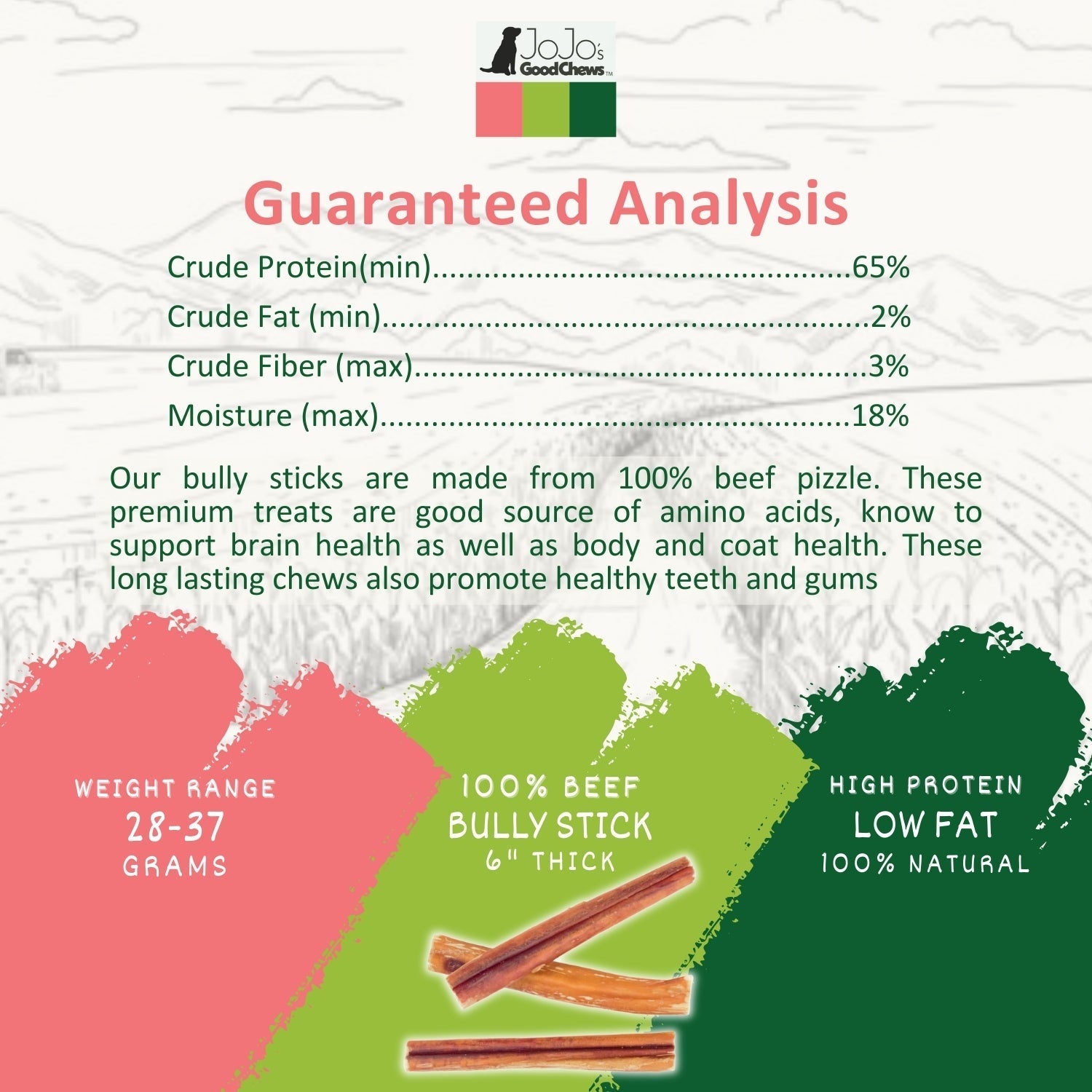 All - Natural Beef Bully Stick Dog Treats, High Protein & Long - Lasting Chews – 6 - Inch Thick (25/case) - Mac's Got More