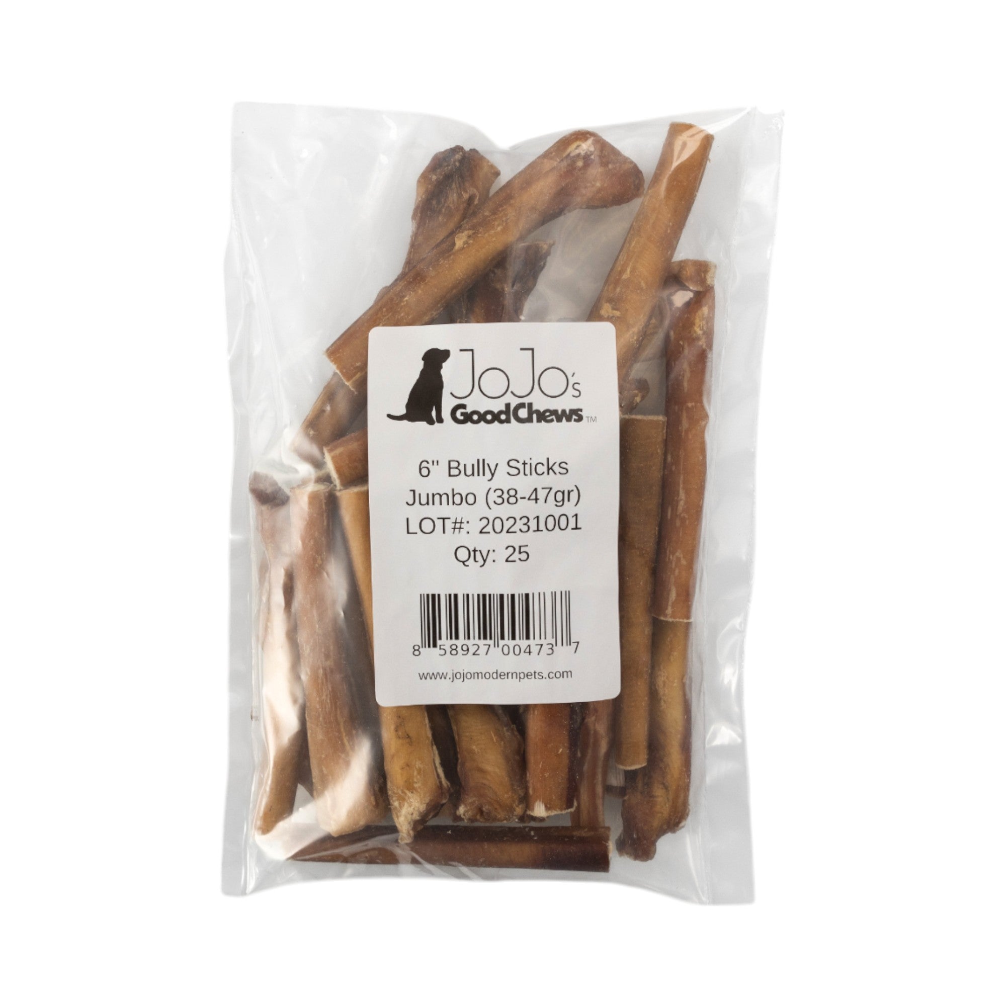 All - Natural Beef Bully Sticks Dog Treats, Single Ingredient & Long - Lasting Chews – 6 - Inch Jumbo (25/case) - Mac's Got More