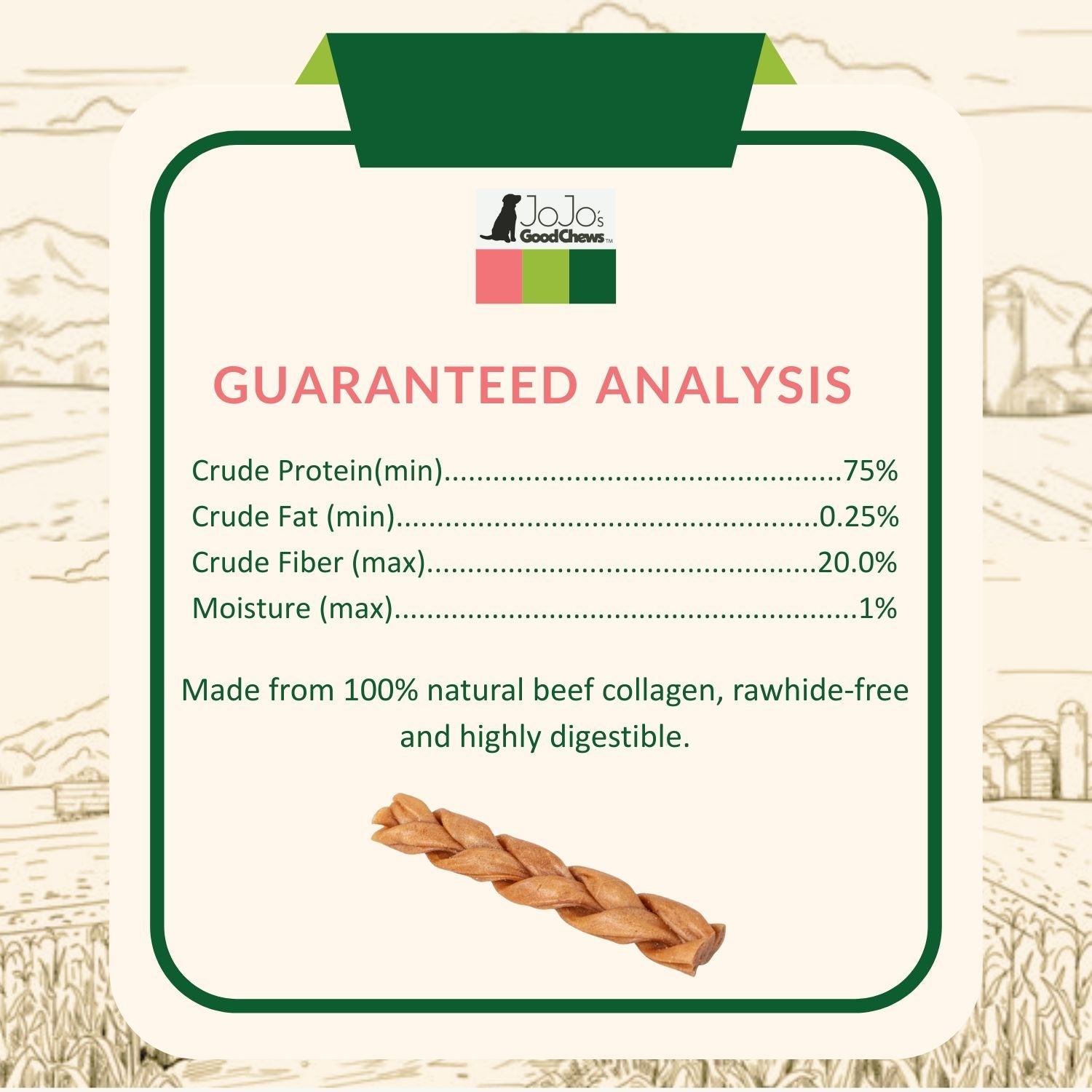 All - Natural Braided Collagen Stick Dog Treats, Supports Joint, Skin & Coat Health – 6 - Inch Standard (25/case) - Mac's Got More