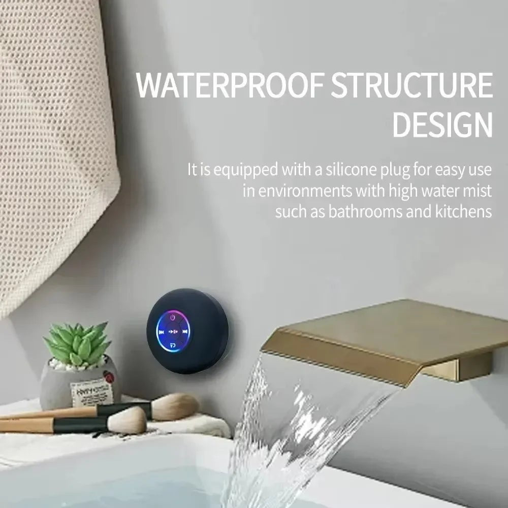 AquaBeat Mini: Waterproof LED Bluetooth Speaker with Powerful Sound & Suction Cup Mount - Mac's Got More