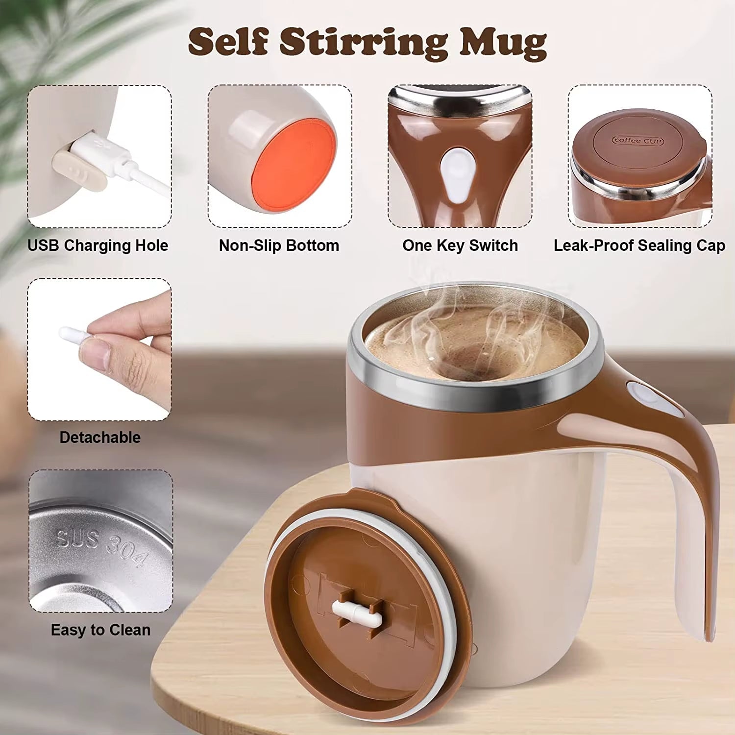 Automatic Self - Stirring Mug – Mix Smarter, Sip Smoother - Mac's Got More