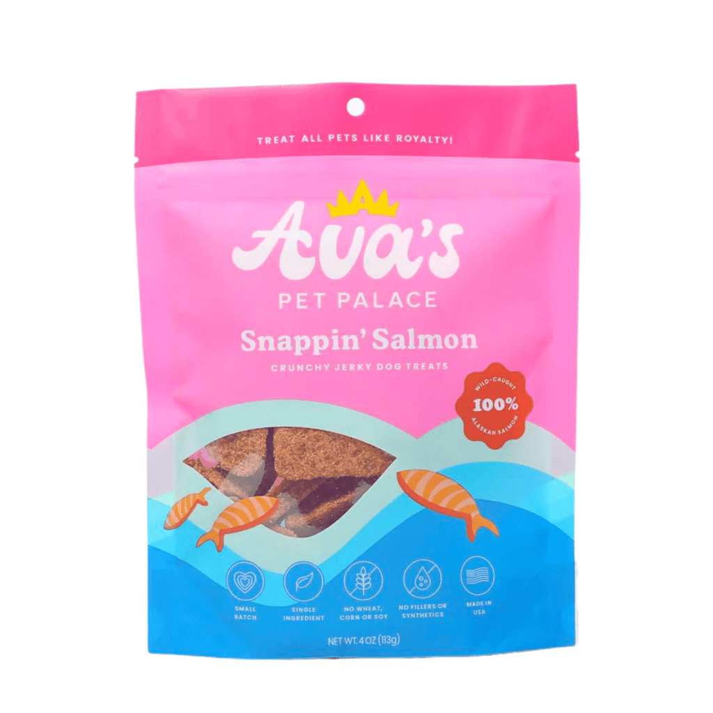 Ava's Pet Palace Crunchy Jerky Dog Treats - Snappin' Salmon Treats (4 oz) - Mac's Got More