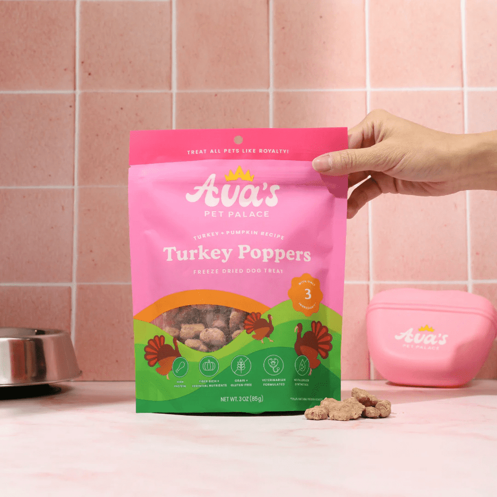 Ava's Pet Palace Freeze Dried Dog Treats - Turkey Poppers (3oz) - Mac's Got More