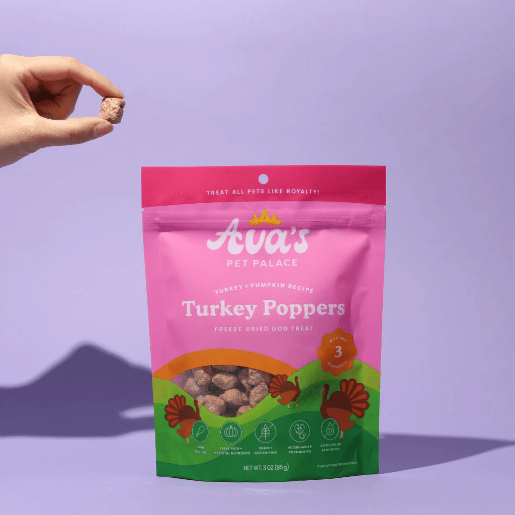 Ava's Pet Palace Freeze Dried Dog Treats - Turkey Poppers (3oz) - Mac's Got More
