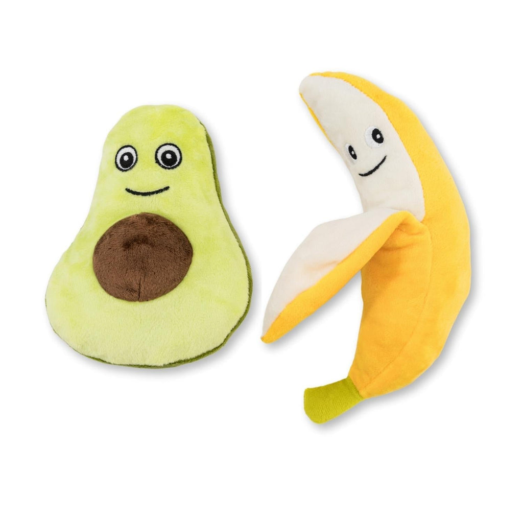 Avocado & Banana Plush Dog Toy Gift Set – with Squeaker & Crinkle Paper for Fun Play - Mac's Got More