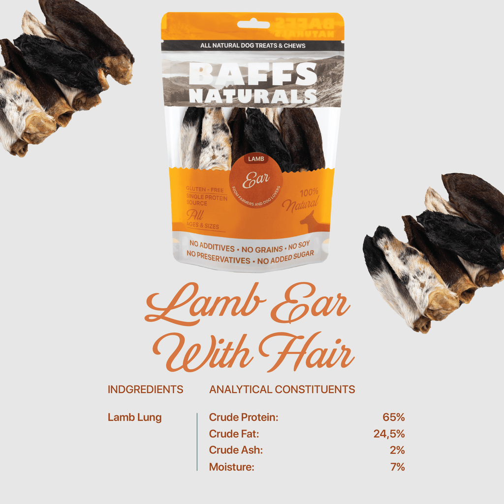 BAFFS NATURALS All - Natural Premium Lamb Ear Dog Chews – (3.5oz Bag) - Mac's Got More