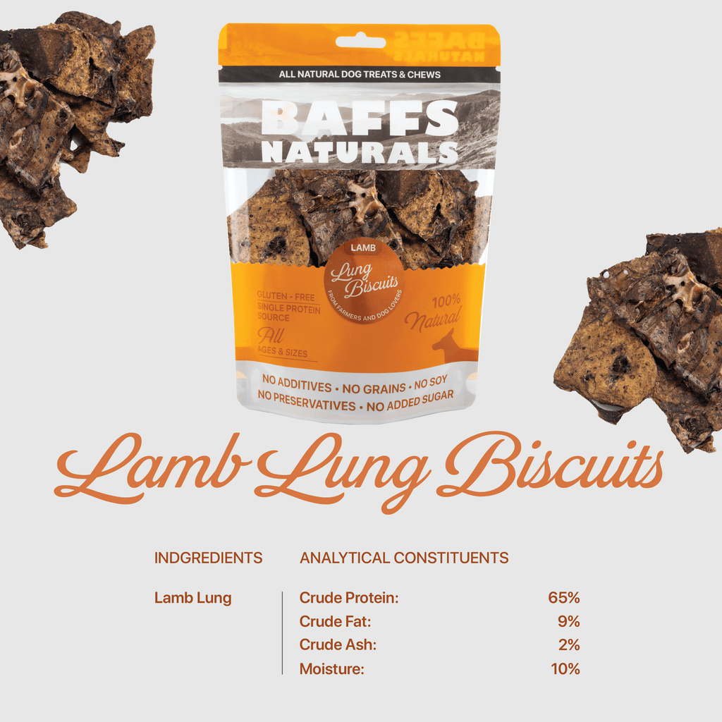 BAFFS NATURALS All - Natural Premium Lamb Lung Biscuits – 2 Pack (4oz Each) - Mac's Got More