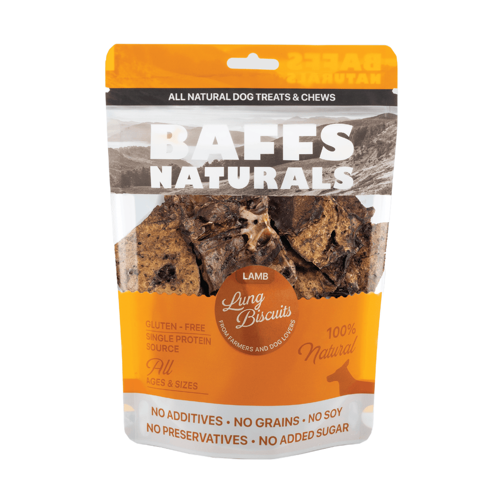 BAFFS NATURALS All - Natural Premium Lamb Lung Biscuits – 2 Pack (4oz Each) - Mac's Got More