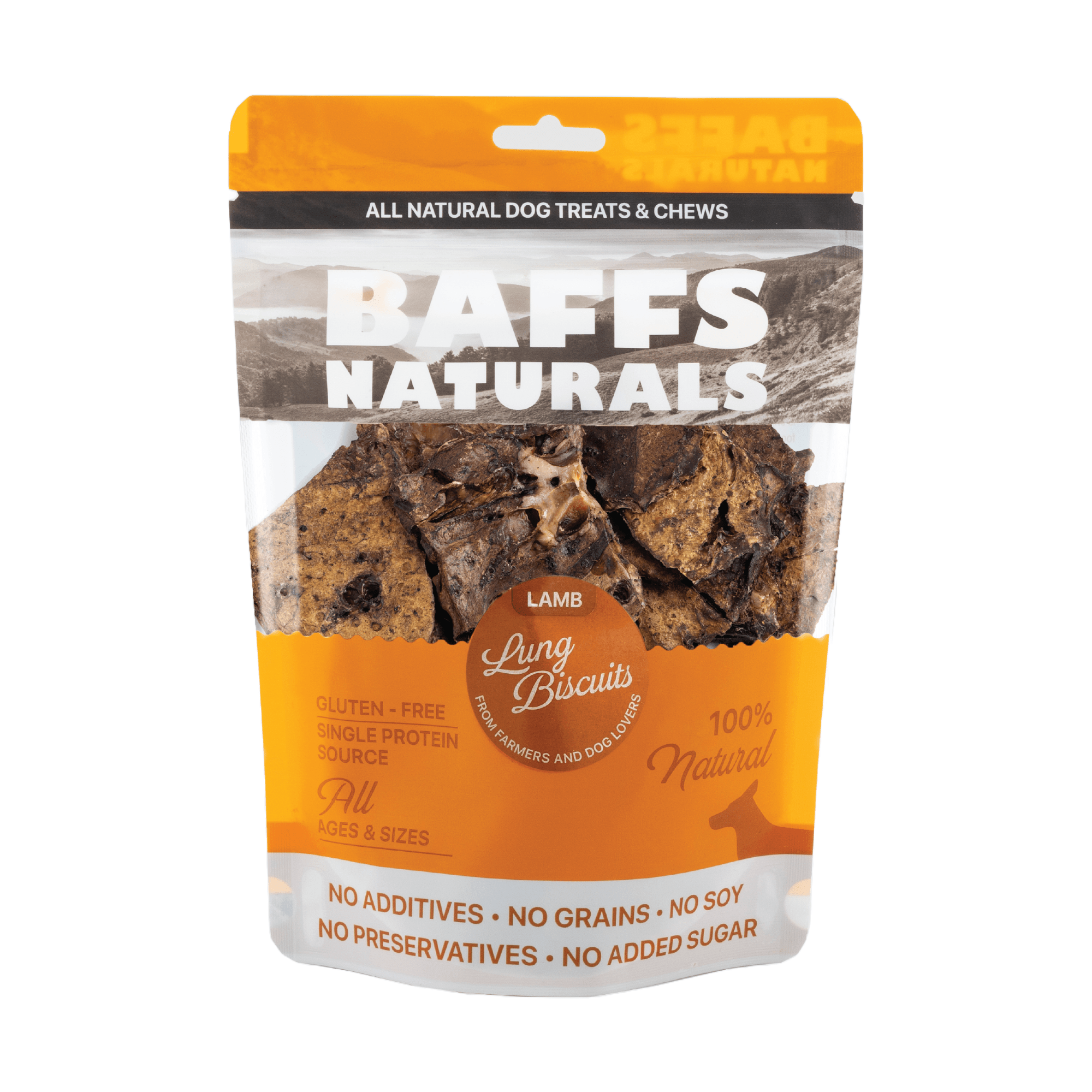 BAFFS NATURALS All - Natural Premium Lamb Lung Biscuits – 2 Pack (4oz Each) - Mac's Got More