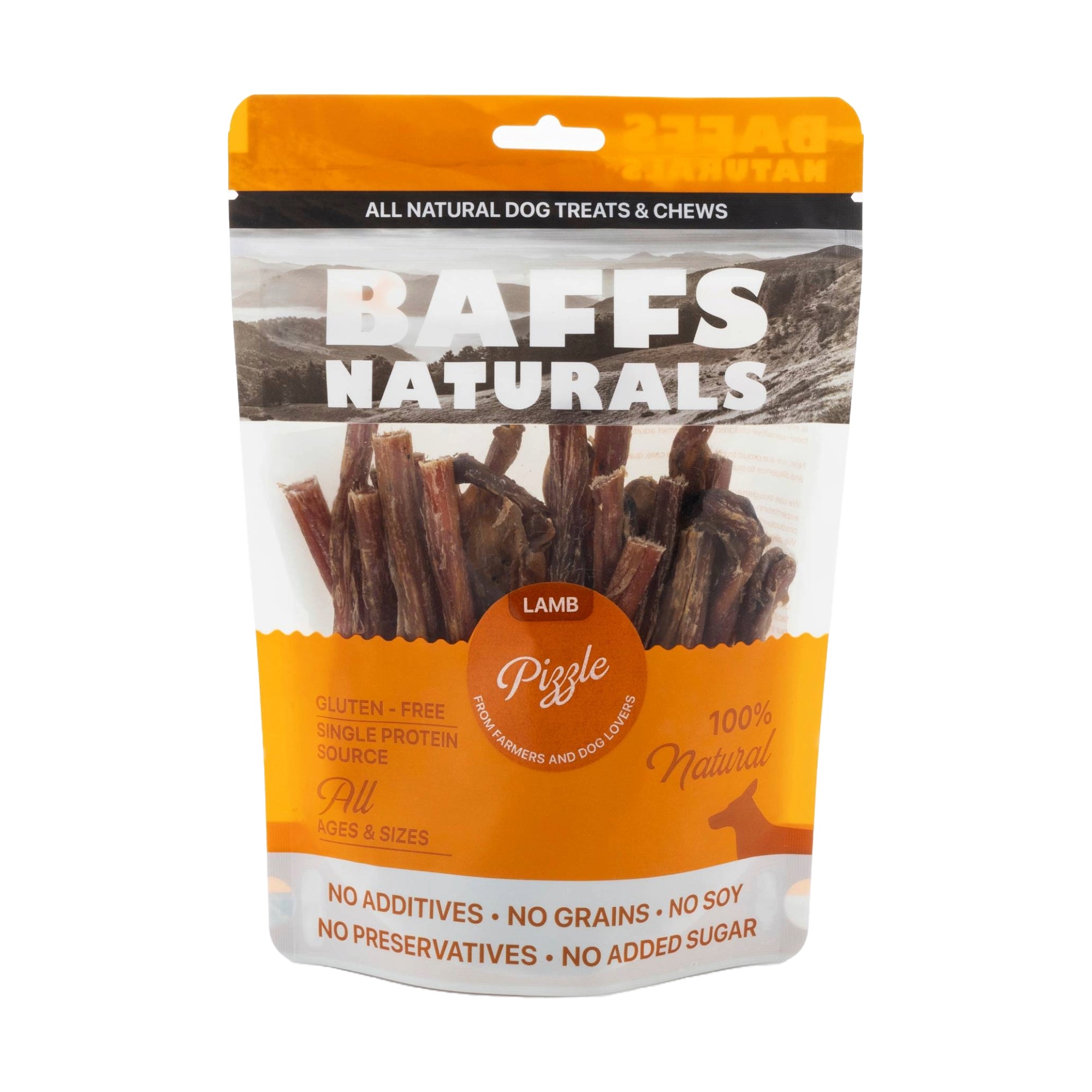 BAFFS NATURALS All - Natural Premium Lamb Pizzle Dog Chews – (8oz Bag) - Mac's Got More