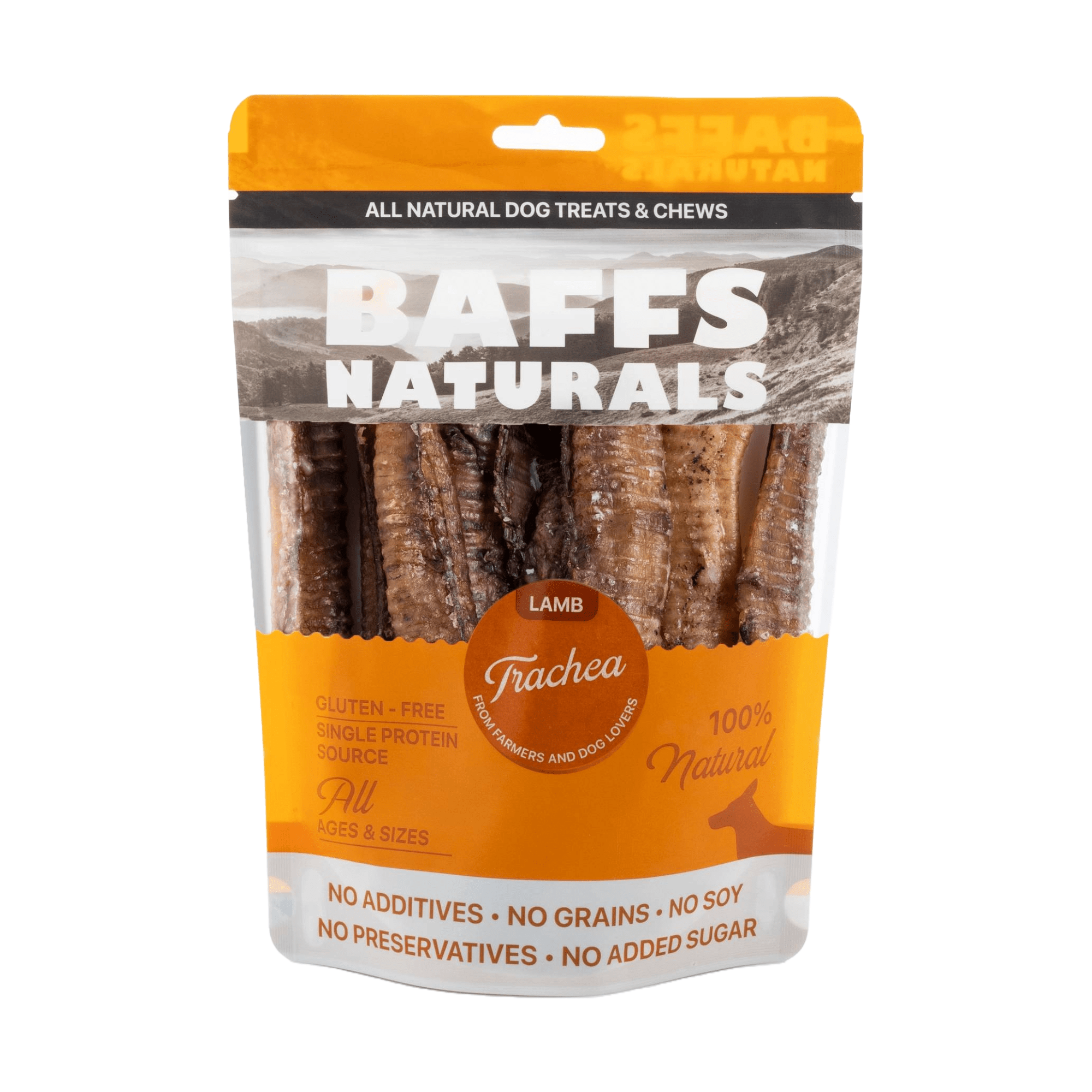 BAFFS NATURALS All - Natural Premium Lamb Trachea Dog Chews – 2 Pack (10 Chews Each) - Mac's Got More