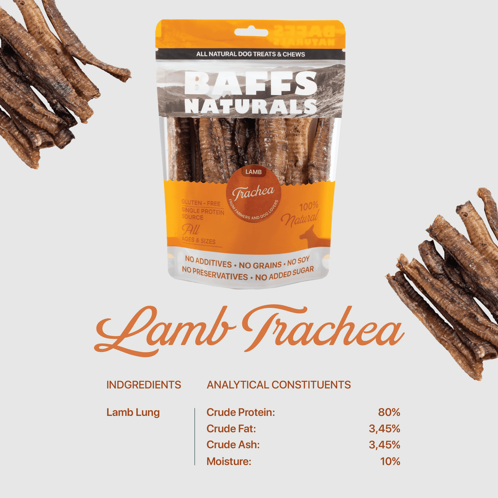 BAFFS NATURALS All - Natural Premium Lamb Trachea Dog Chews – 2 Pack (10 Chews Each) - Mac's Got More