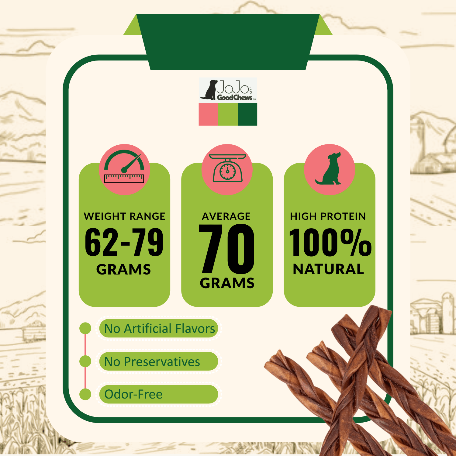 Braided Collagen Stick Dog Treats for Joint Health - 12 - Inch Standard (4 - Pack) - Mac's Got More