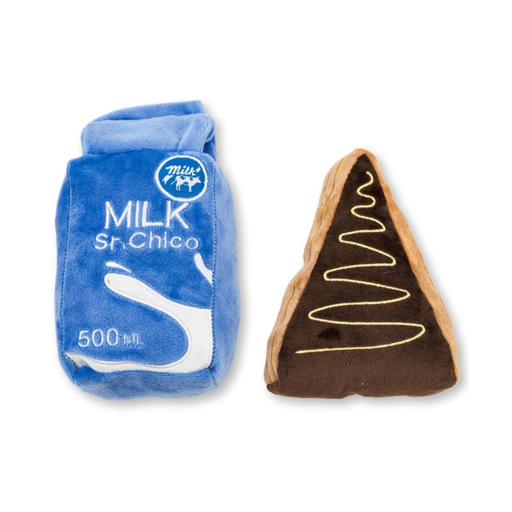 Cake Slice & Milk Midnight Snack Plush Dog Toy Gift Set – with Squeaker & Crinkle Paper - Mac's Got More