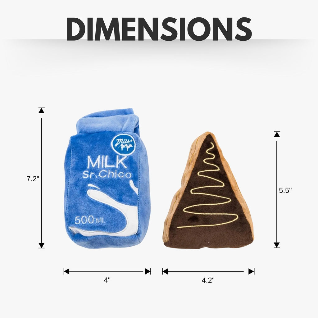 Cake Slice & Milk Midnight Snack Plush Dog Toy Gift Set – with Squeaker & Crinkle Paper - Mac's Got More