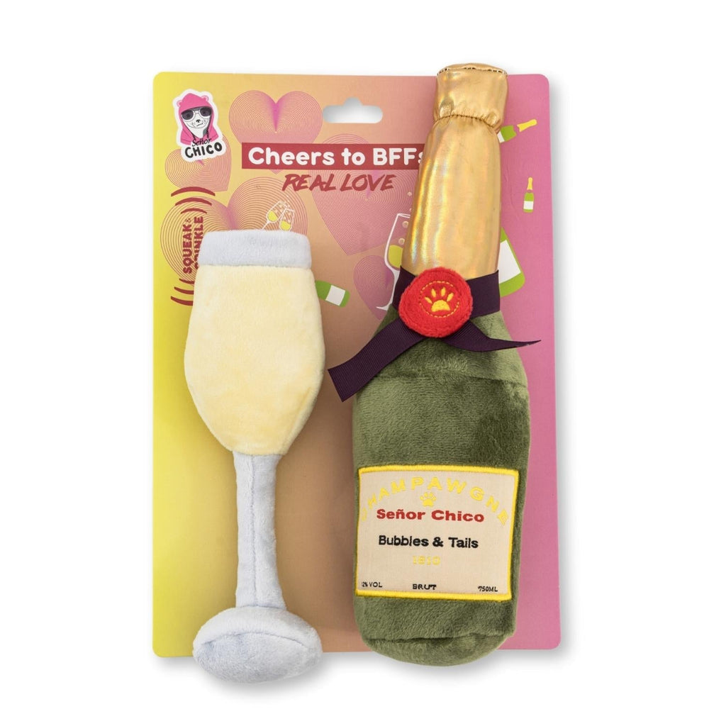 Champawgne - Cheers Plush Dog Toy Gift Set – with Squeaker & Crinkle Paper - Mac's Got More