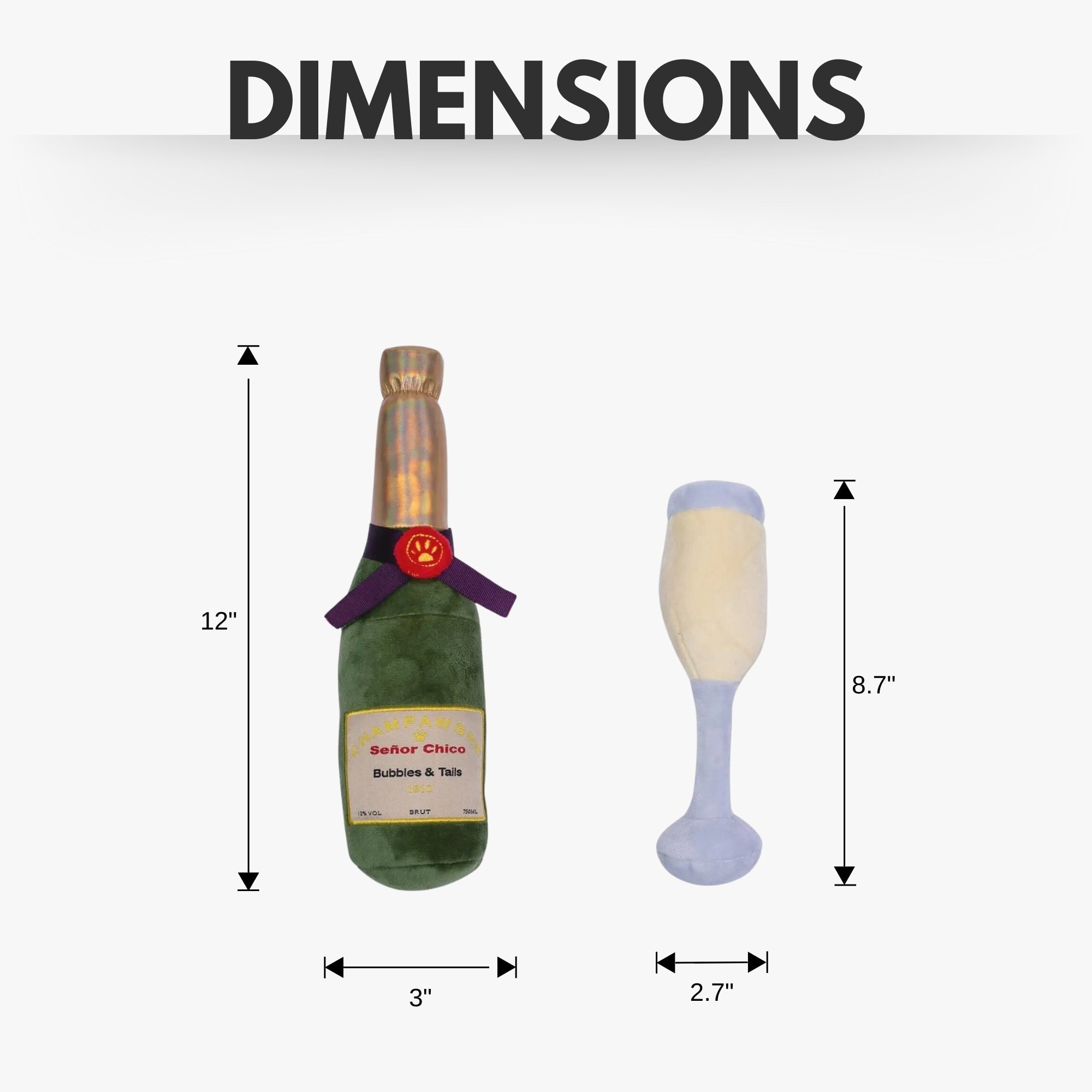 Champawgne - Cheers Plush Dog Toy Gift Set – with Squeaker & Crinkle Paper - Mac's Got More