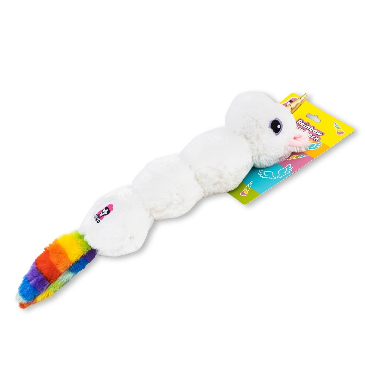 Colorful Unicorn Magical Creature Plush Dog Toy – with Squeaker & Crinkle Paper for Fun Play - Mac's Got More